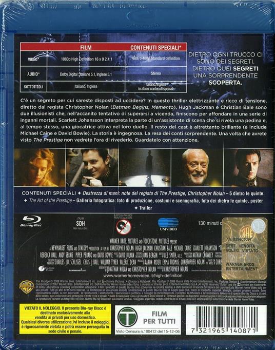 The Prestige di Christopher Nolan - Blu-ray - 2