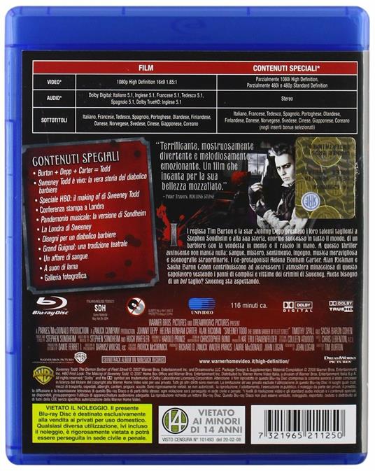 Sweeney Todd. Il diabolico barbiere di Fleet Street di Tim Burton - Blu-ray - 2