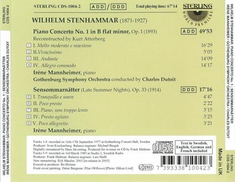 Concerto per pianoforte - CD Audio di Karl Wilhelm Eugen Stenhammar - 2