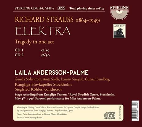 Strauss. Elektra - CD Audio di Gunilla Soderstrom - 2