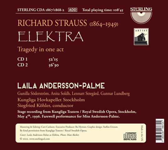 Strauss. Elektra - CD Audio di Gunilla Soderstrom - 2