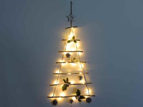 Set due alberi di Natale da appendere con luci Led decorazione per casa e vetrine - 2