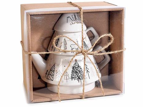 Teiera Natalizia con Tazza in Confezione Regalo Set tè in Porcellana Idea Regalo Natale - 2