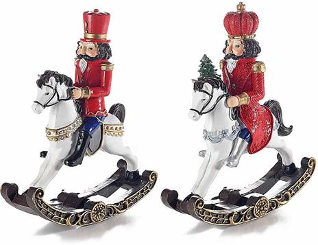 Decorazione Natalizia a Forma di Schiaccianoci su Cavallo a Dondolo Addobbi Natalizi per la Casa Set 2 Pezzi Idea Regalo