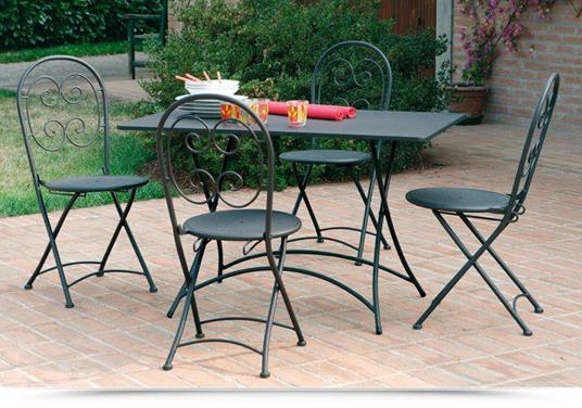 Set pranzo per esterni 4 posti con tavolo e sedie pieghevoli arredo giardino  - Gruppo Maruccia - Idee regalo
