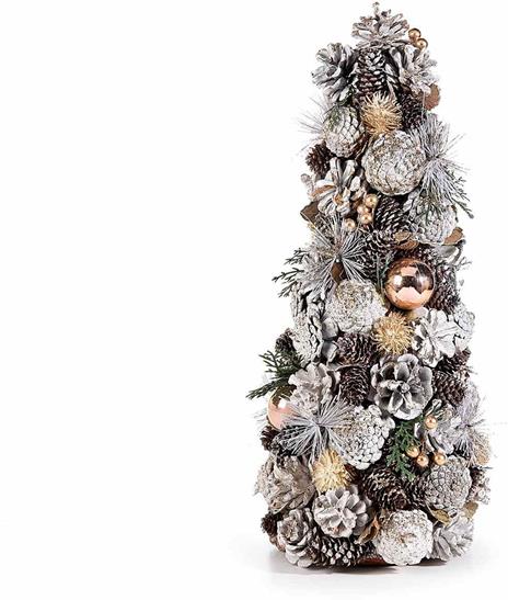 Albero di Natale da Tavolo Innevato e con Addobbi Decorazione Natalizia per la Casa Idea Regalo Altezza 42,5 Cm