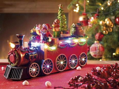 Trenino Natalizio con Babbo Natale luci e suoni idea regalo decorazione Natalizia - 4