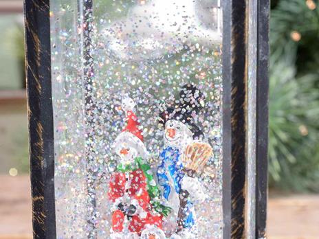 Decorazione Natalizia Luminosa a Forma di Lanterna con Glitter in Movimento Idea Regalo per Natale - 3