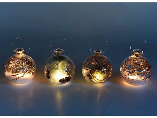 Set 4 Palline per Albero di Natale in vetro con Luci Decorazioni Natalizie Luminose da Appendere Idea Regalo Natale - 2