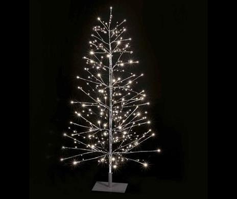 Albero Natalizio Luminoso Argentato con 320 Luci Led Bianco Caldo Albero di Natale Artificiale per Interni ed Esterni Altezza 1,5 Metri 103 Rami Luminosi per Interno ed Esterno