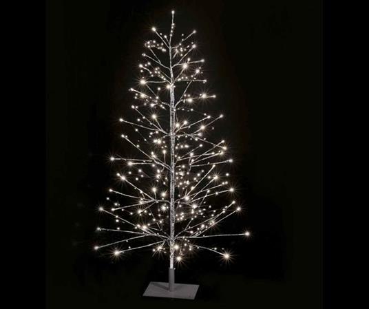 Albero Natalizio Luminoso Argentato con 320 Luci Led Bianco Caldo Albero di Natale Artificiale per Interni ed Esterni Altezza 1,5 Metri 103 Rami Luminosi per Interno ed Esterno