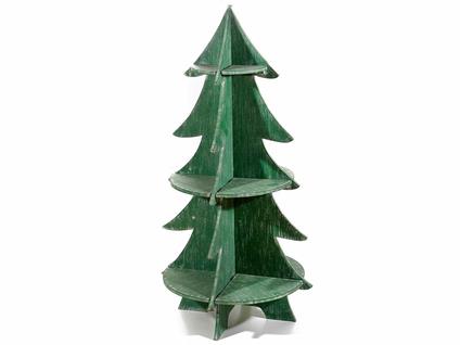 Espositore per vetrine in legno a forma di albero di Natale con ripiani allestimento Natalizio per negozi