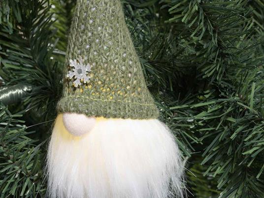 Set sei Babbo Natale decorativi con barba cappello e luce Led - 3