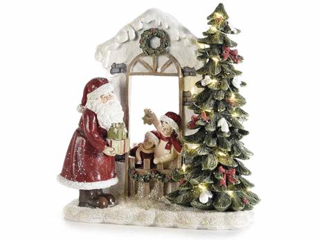 Decorazione Natalizia con Babbo Natale Albero e Personaggi Statuina Natalizia Luminosa Idea Regalo per Natale
