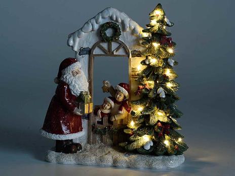 Decorazione Natalizia con Babbo Natale Albero e Personaggi Statuina Natalizia Luminosa Idea Regalo per Natale - 2
