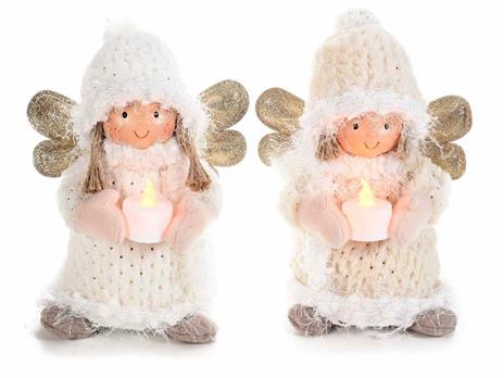 Angioletti Natalizi con Candela Led Set 2 Angioletti di Natale Decorazioni Natalizie Idea Regalo Natale