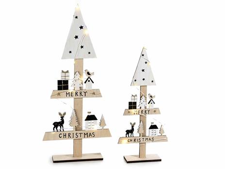 Alberi di Natale da Tavolo Moderni Con Luci Led a Batteria Decorazione Natalizia per la Casa in Legno Set da 2 Idea Regalo