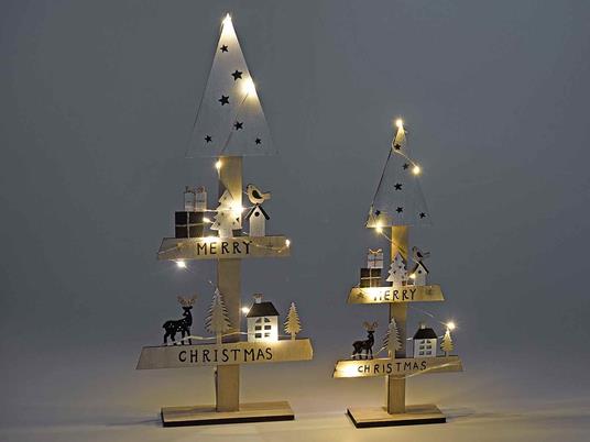 Alberi di Natale da Tavolo Moderni Con Luci Led a Batteria Decorazione Natalizia per la Casa in Legno Set da 2 Idea Regalo - 2