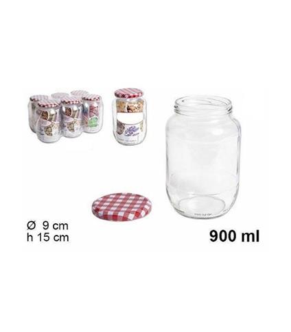 Set 6 Pezzi Contenitore Barattolo In Vetro Con Coperchio Barattolini 900ml