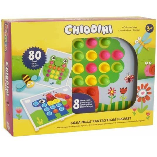 CHIODINI 80 PEZZI COLORATI GIOCO GIOCATTOLO BAMBINI BIMBI INTELLIGENZA