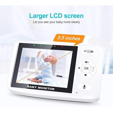 BABY MONITOR VIDEOCAMERA SCHERMO 3.5' WIRELESS CON FOTOCAMERA VISIONE NOTTURNA - 3