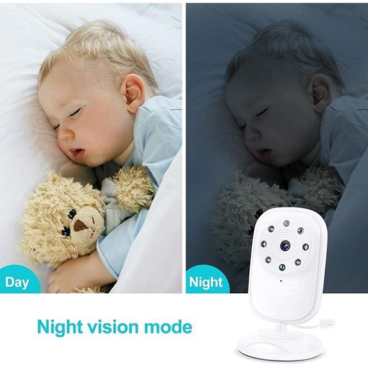 BABY MONITOR VIDEOCAMERA SCHERMO 3.5' WIRELESS CON FOTOCAMERA VISIONE NOTTURNA - 4