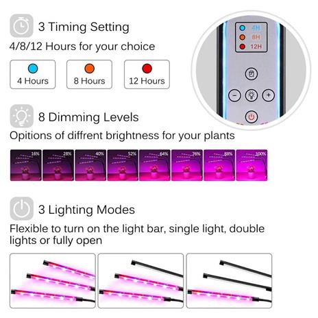 LAMPADA DA COLTIVAZIONE PIANTE A LED FLESSIBILE SERRA COLTURA IDROPONICA 3 STELI - 2