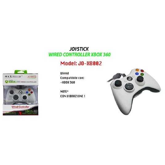 JOYSTICK CONTROLLER CON FILO CAVO USB XBOX 360 WIRED JOYPAD JO-XB002 COMPATIBILE - 2