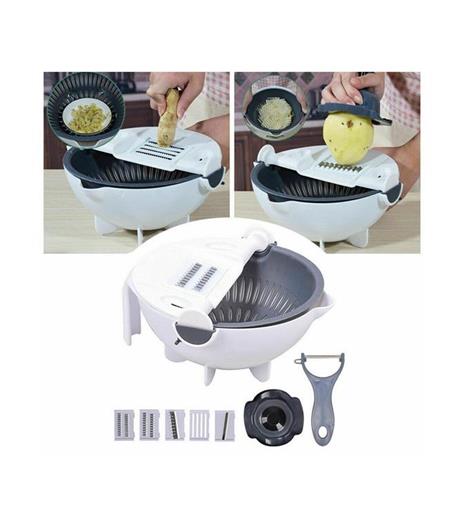 Affettatrice Manuale Taglia Verdure Affetta Cestello Cucina Grattugia 6 In 1 - 3