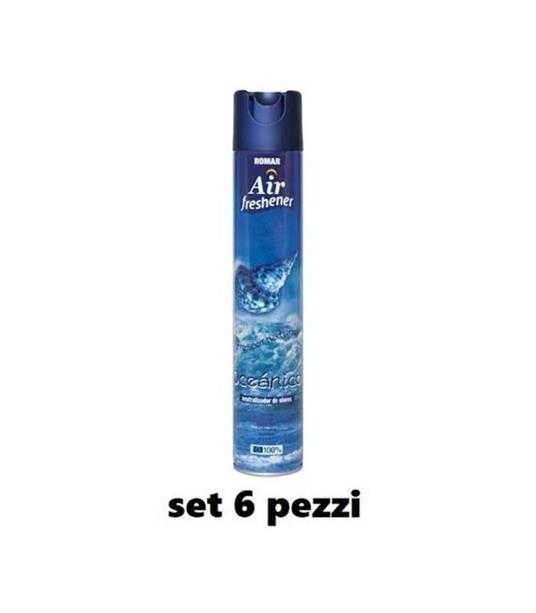 Set 6 Pz Deodorante Per Ambiente Spray Profumo Casa Fresco 300 Ml Oceano