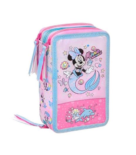 Astuccio Scuola Minnie Mouse Multiscomparto 3 Zip Pennarelli Giotto 20x13x6cm