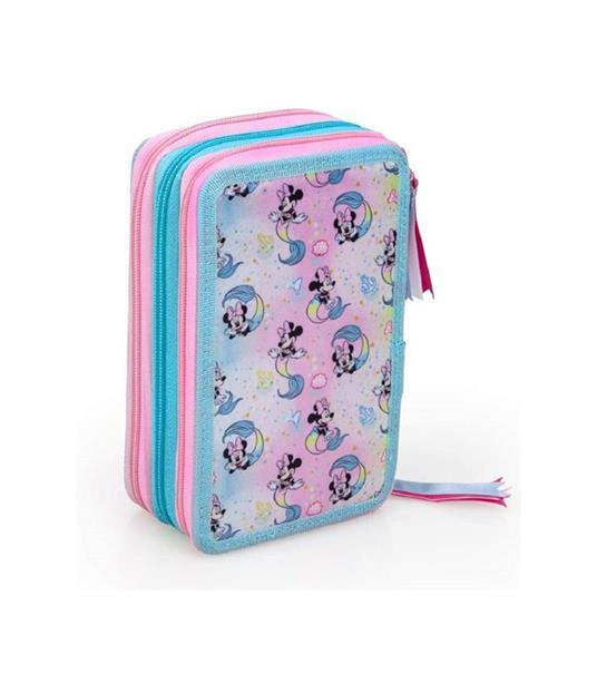 Astuccio Scuola Minnie Mouse Multiscomparto 3 Zip Pennarelli Giotto 20x13x6cm - 2