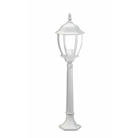 LAMPIONE GIARDINO 870MM LANTERNA IN VETRO E27 LUCE ESTERNO ALLUMINIO ES39 BIANCO