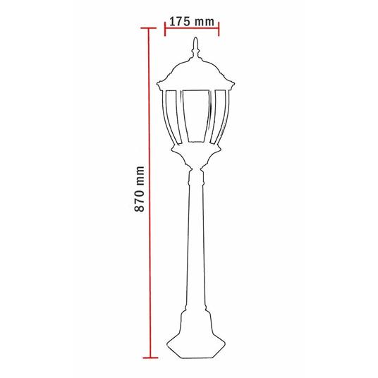 LAMPIONE GIARDINO 870MM LANTERNA IN VETRO E27 LUCE ESTERNO ALLUMINIO ES39 BIANCO - 2