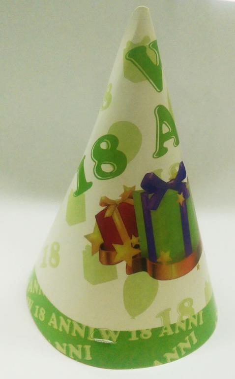 Set 18 Pezzi Cappello Cappelli Di Carta Cono Per Feste 18 Anni Bianco Verde  Regali Cappellino Monouso Compleanno Festa Party - Takestop - Casa e Cucina  | IBS