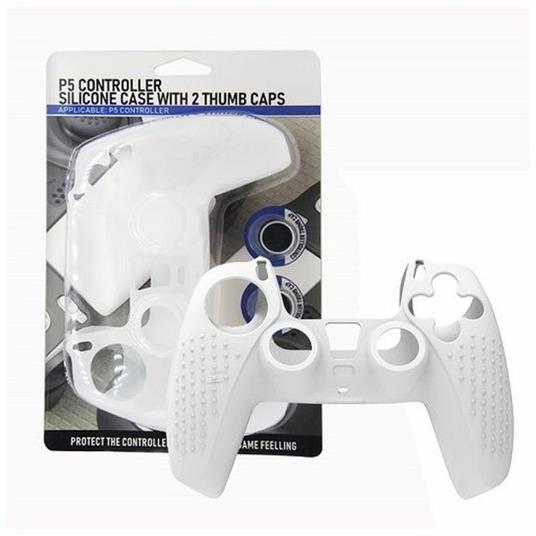 Controller Silicon case (white clear) + 2 Thumb caps PS5