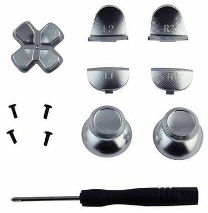 Aluminium 12 in 1 kit for ps4 controller Silver Color