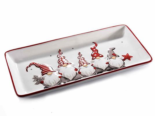 Piatti rettangolari Natalizi in ceramica con gnomi set da due pezzi -  Gruppo Maruccia - Idee regalo