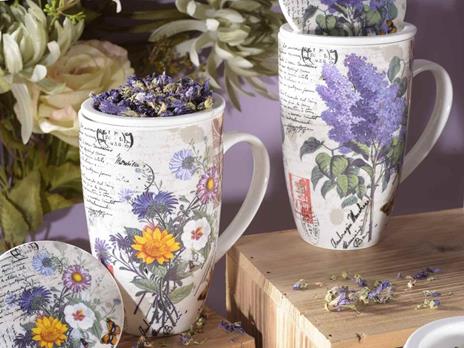 Set Di 4 Tazze Da Regalo Disok A Forma Di Fiore - In Ceramica, Multicolore, 10,5 Cm Di Altezza. Confezionate In Un Astuccio A Forma Di Vaso. Ideali Per Matrimoni E Compleanni. - 4