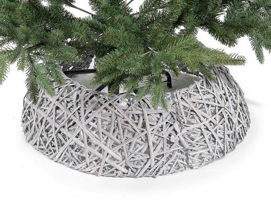 Copri base per albero di Natale in legno intrecciato color grigio base per albero di Natale - 2