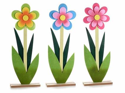 Set sei fiori artificiali in panno e legno per decorare vetrine e negozi