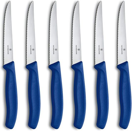 Victorinox Swiss Classic, set di 6 coltelli da bistecca con lama seghettata da 11 cm, in acciaio inox, blu - 2