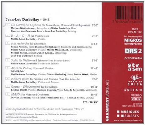 Jean Luc Darbellay - CD Audio di Jean-Luc Darbellay,Markus Niederhäuser,Thomas Rösner - 2