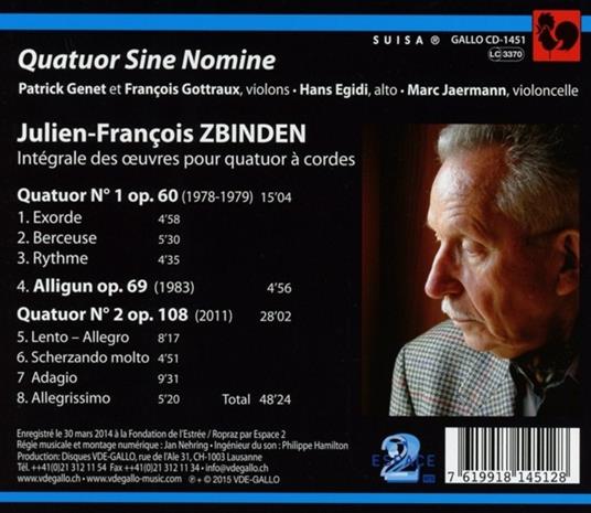 Integrale des Oeuvres - CD Audio di Quatuor Sine Nomine - 2