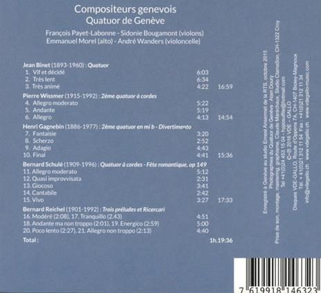 Quatuor De Geneve: Compositeurs Genevois - CD Audio - 2