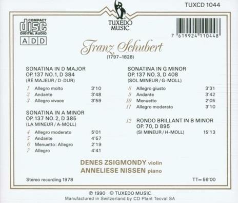 Sonaten F. Violine U. Klavi - CD Audio di Franz Schubert - 2