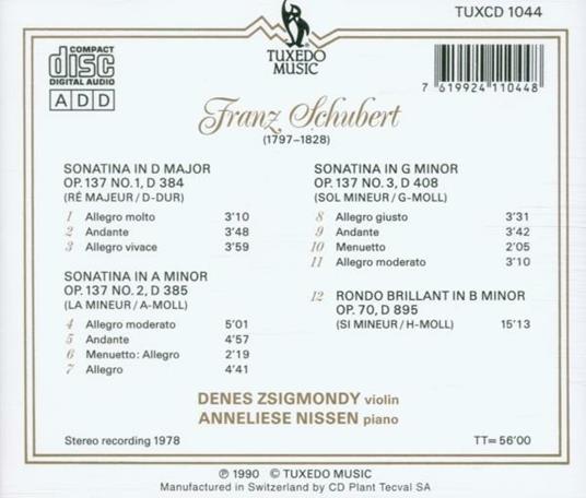 Sonaten F. Violine U. Klavi - CD Audio di Franz Schubert - 2
