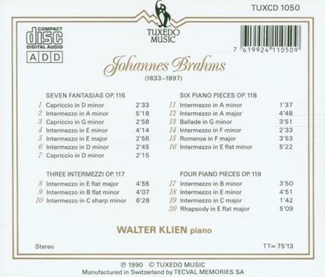 Fantasias Intermezzi - CD Audio di Johannes Brahms - 2