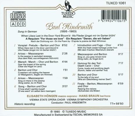 Requiem ''denen, die Wir - CD Audio di Paul Hindemith - 2