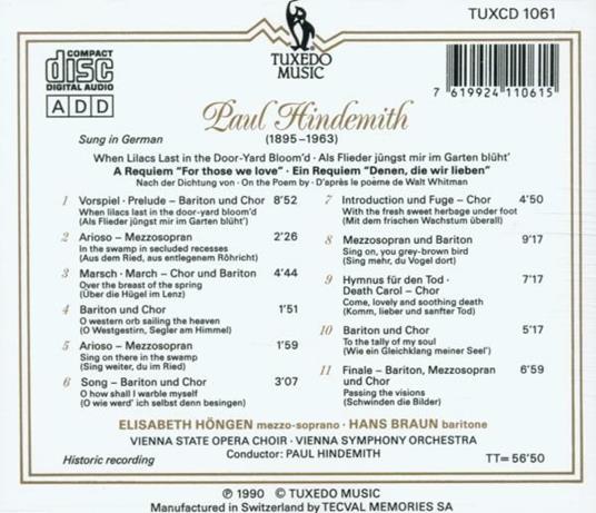 Requiem ''denen, die Wir - CD Audio di Paul Hindemith - 2